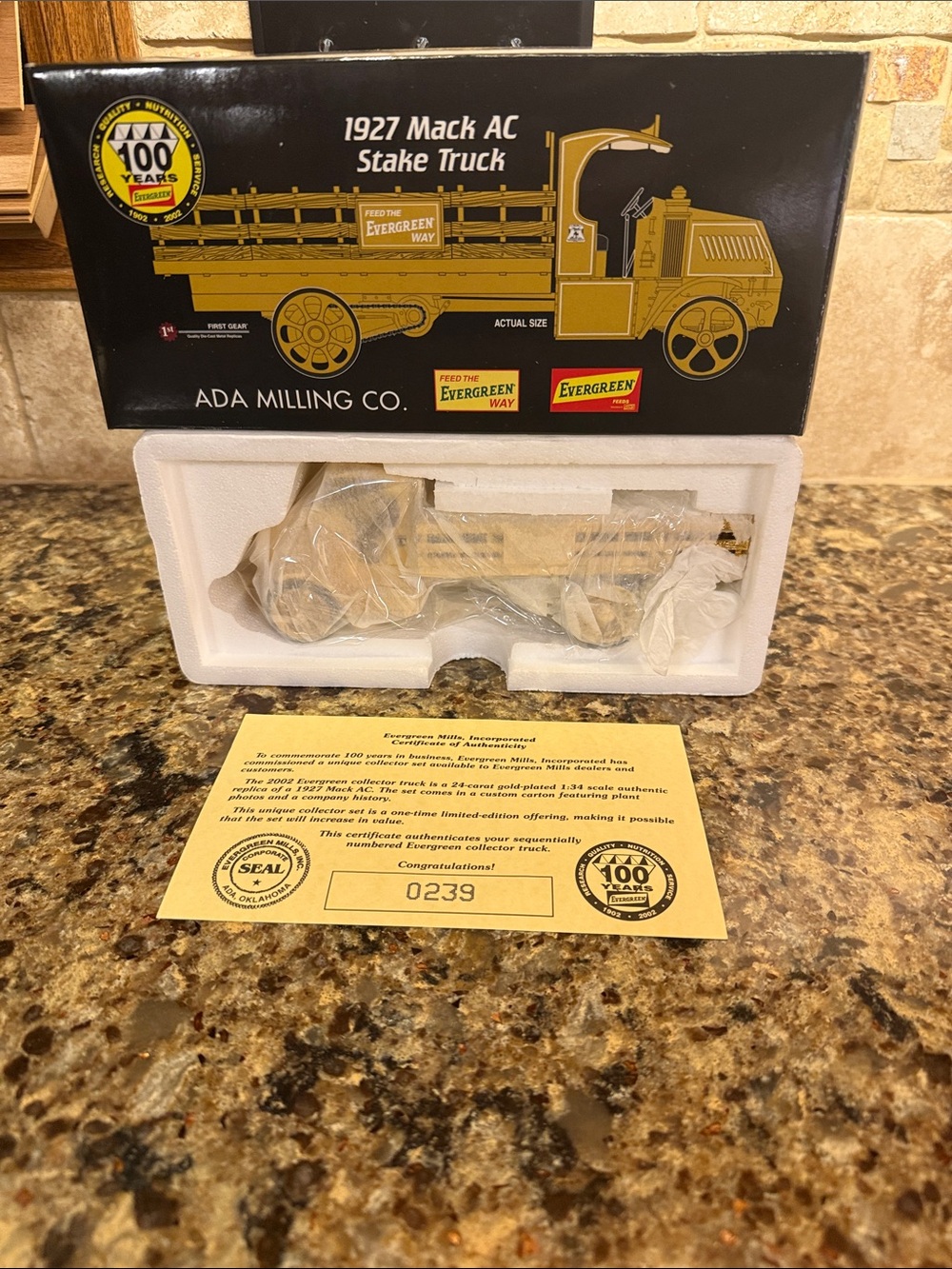 Kent Feeds 1927 Mack AC Stake Truck Collectible - Gold Finish - 100 years